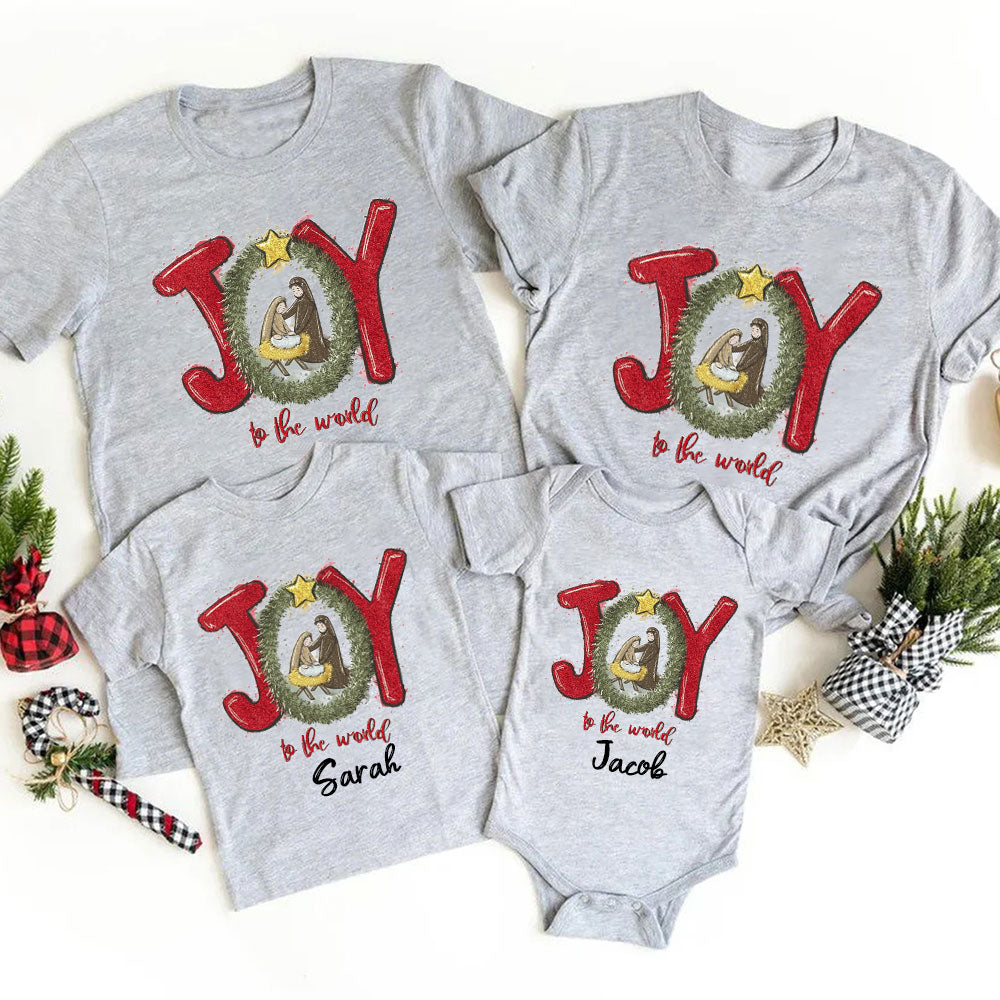 Joy To The World Christian Christmas Family Matching Shirts