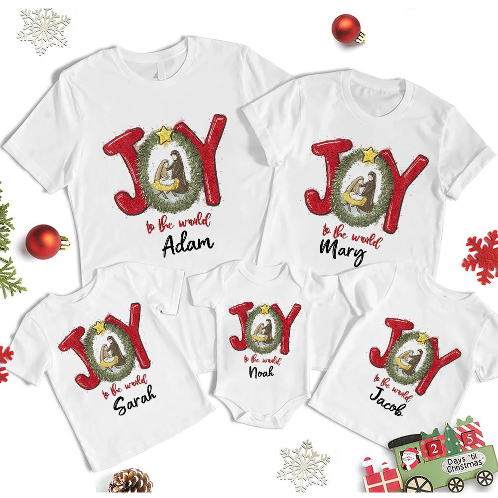 Joy To The World Christian Christmas Family Matching Shirts