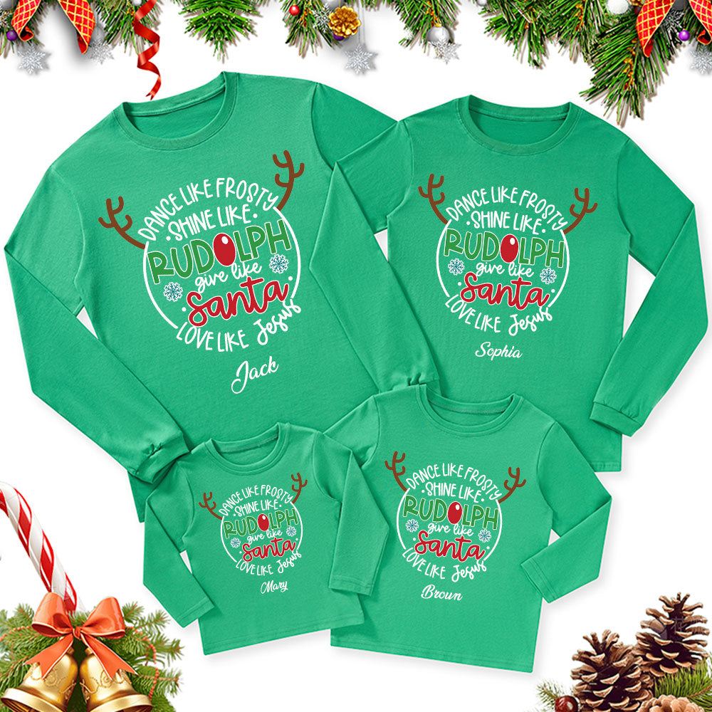 Personalized Love Like Jesus Christmas Family Matching Long Sleeve Shirts