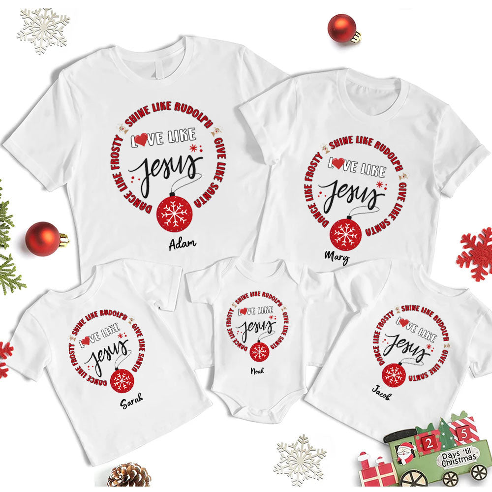 Personalized Love Like Jesus Christmas Family Matching Shirts