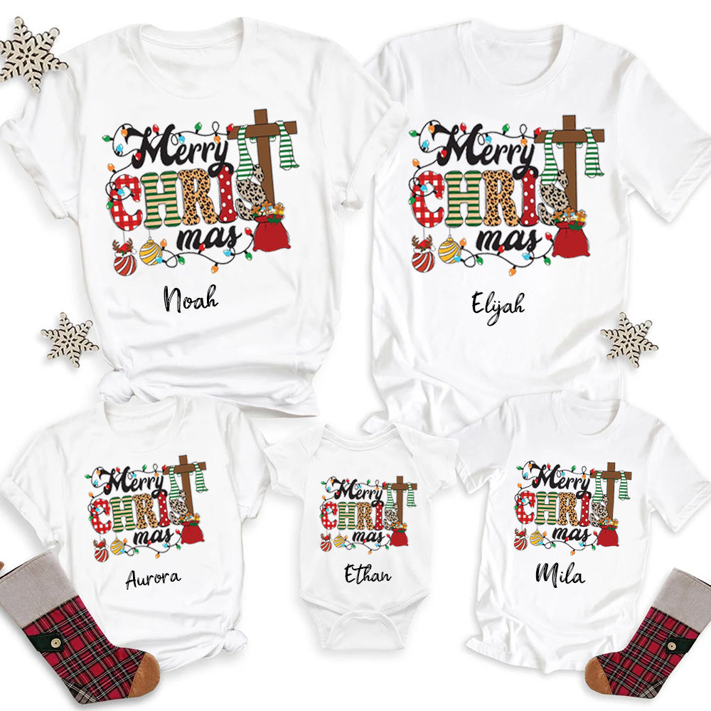 Personalized Merry Christmas Christian Family Matching Shirts