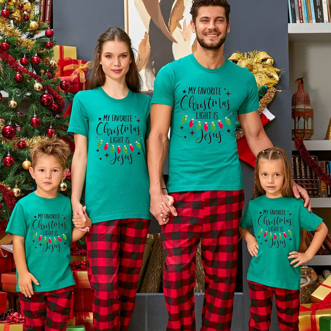 My Favortite Christmas Light Is Jesus Family Matching Shirts