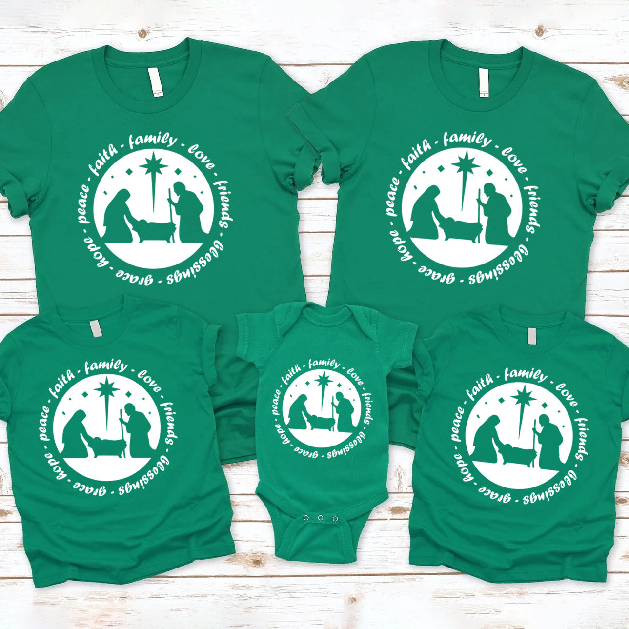 Nativity Scene Christian Christmas Family Matching Shirts