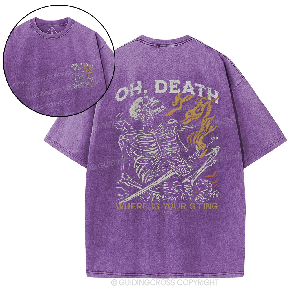OH Death Where Is Your Sting Christian Washed T-Shirt