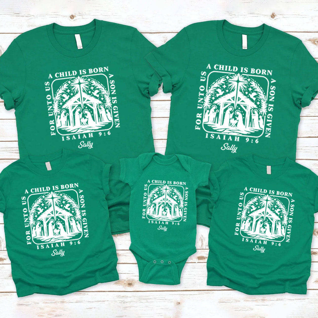 Personalized A Child Is Born Christmas Family Matching Shirts