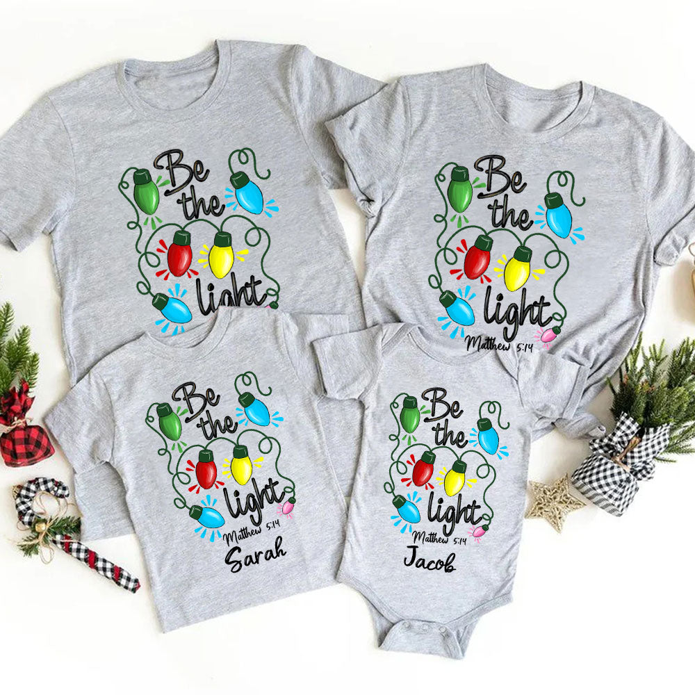 Personalized Be The Light Christian Christmas Family Matching Shirts