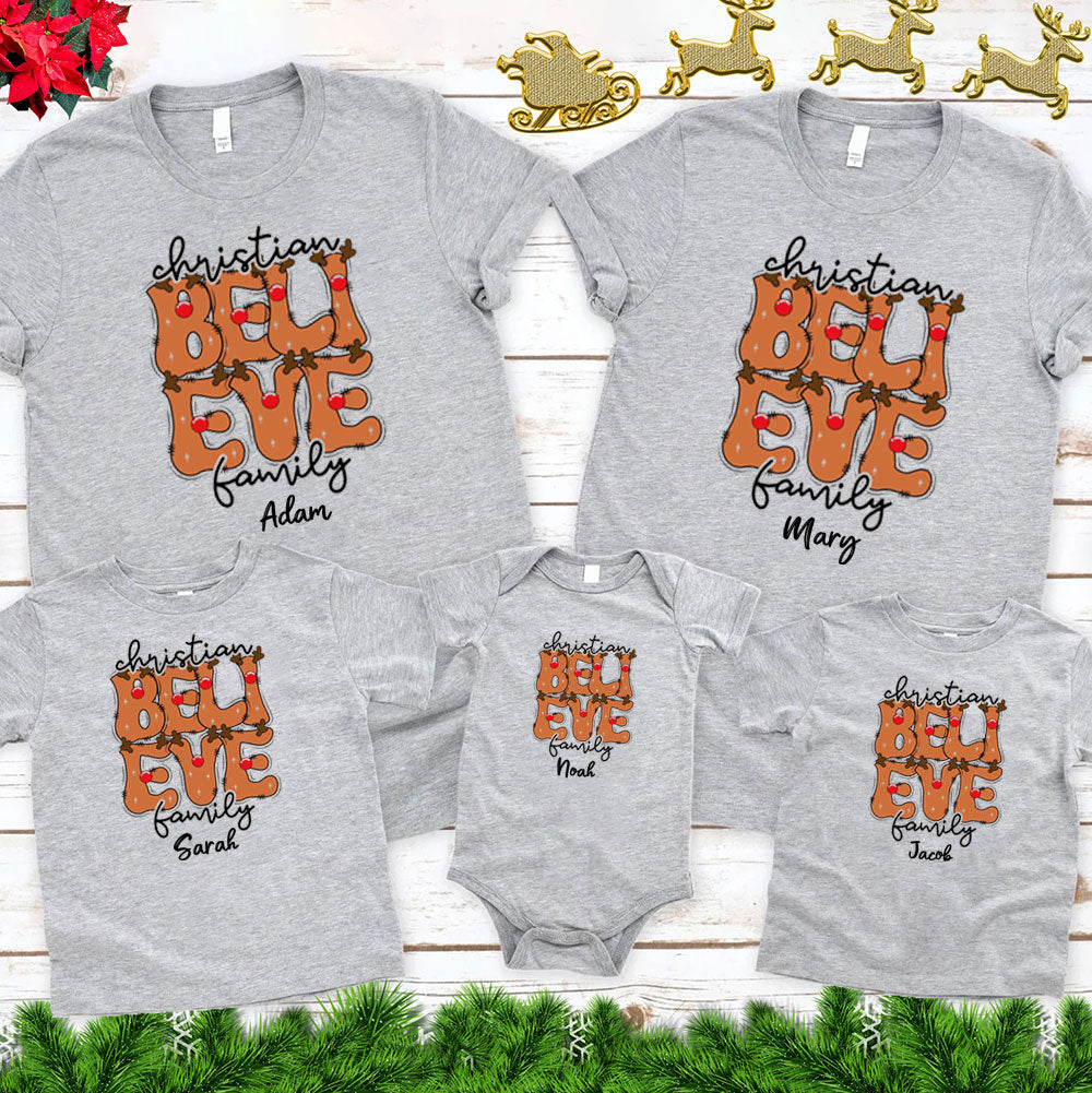 Personalized Christian Believe Christmas Family Matching Shirts