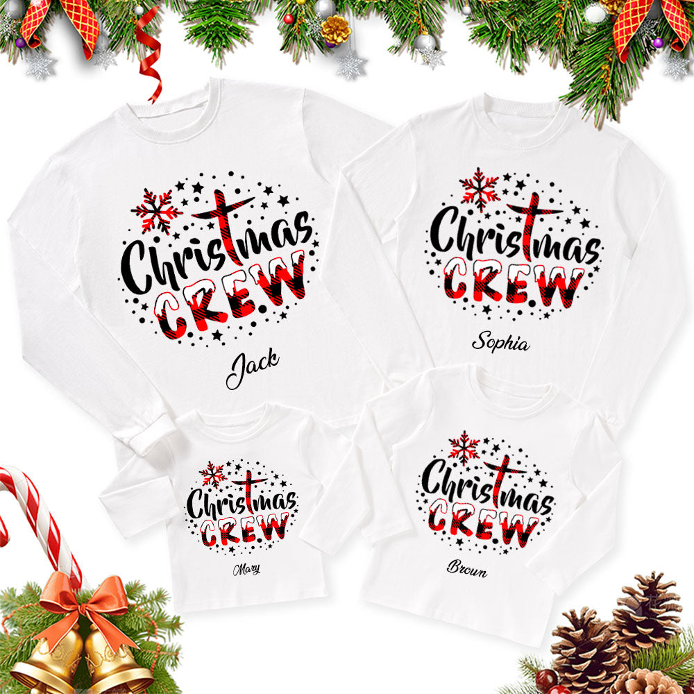 Personalized Christmas Crew Family Matching Long Sleeve Shirts
