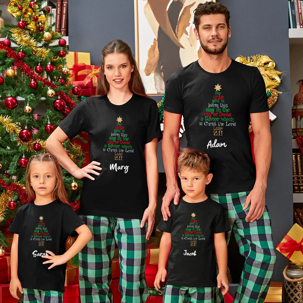 Personalized For Unto You Is Born This Christmas Family Matching Shirts