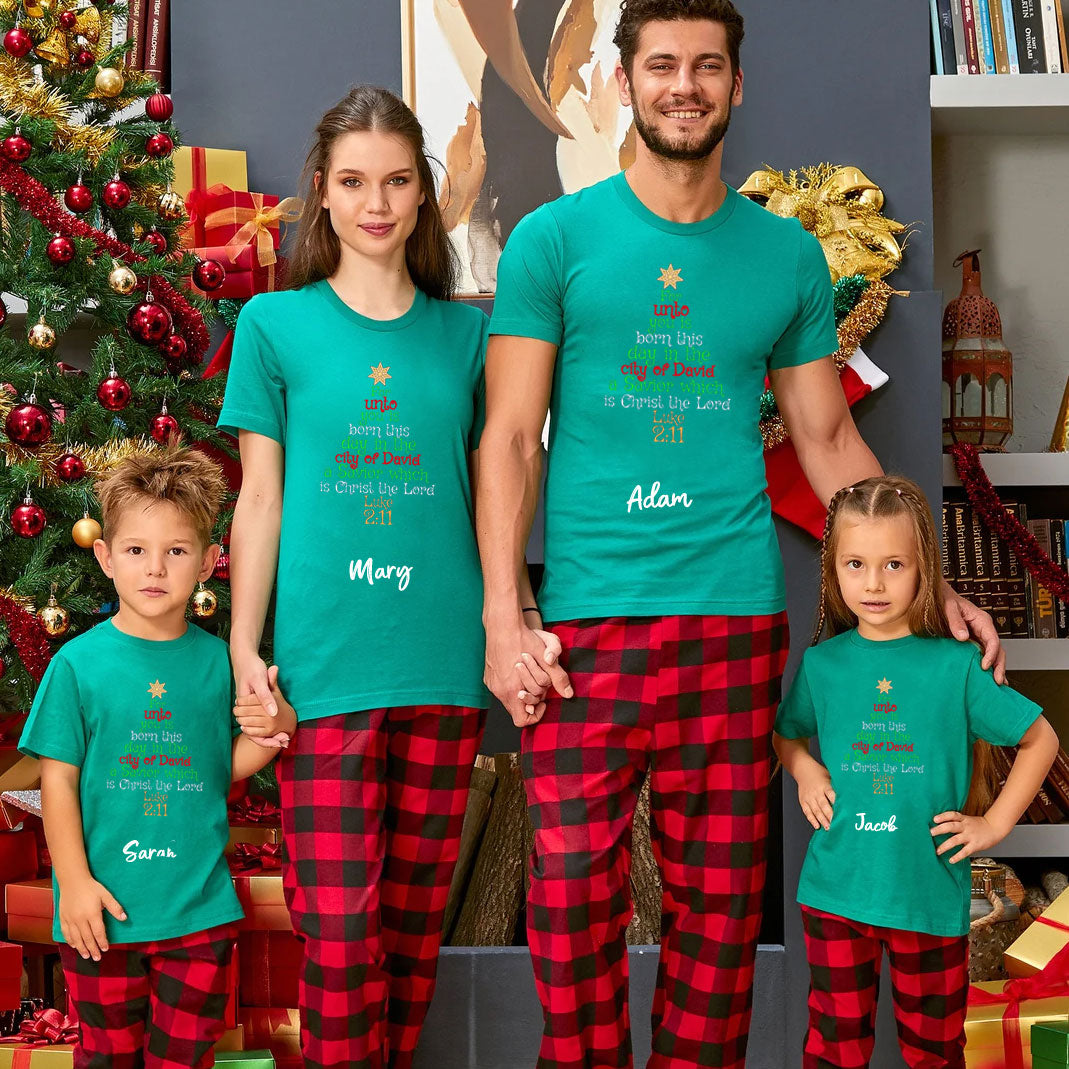 Personalized  For Unto You Is Born This Christmas Family Matching Shirts