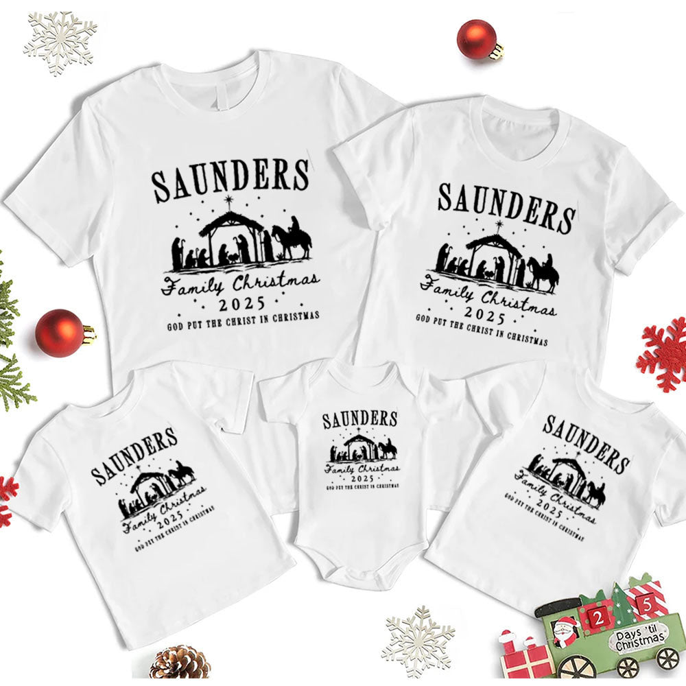 Personalized God Put The Christ In Christmas Christmas Family Matching Shirts