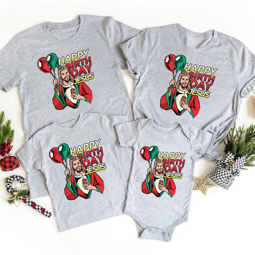 Personalized Happy Birthday Jesus Christmas Family Matching Shirts