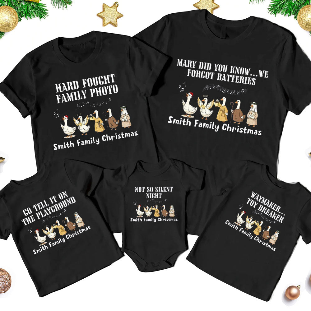 Personalized Hard Fought Family Photo Christmas Family Matching Shirts