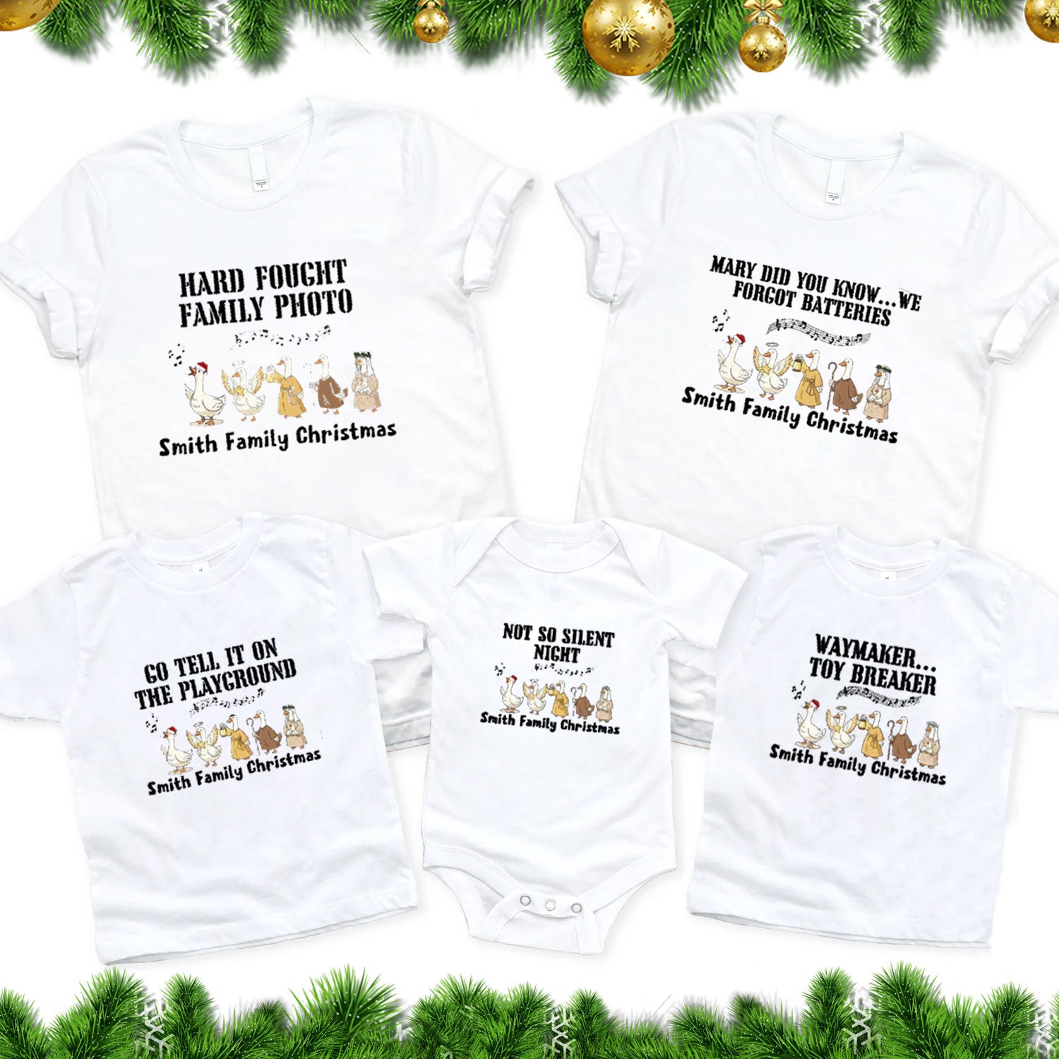 Personalized Hard Fought Family Photo Christmas Family Matching Shirts