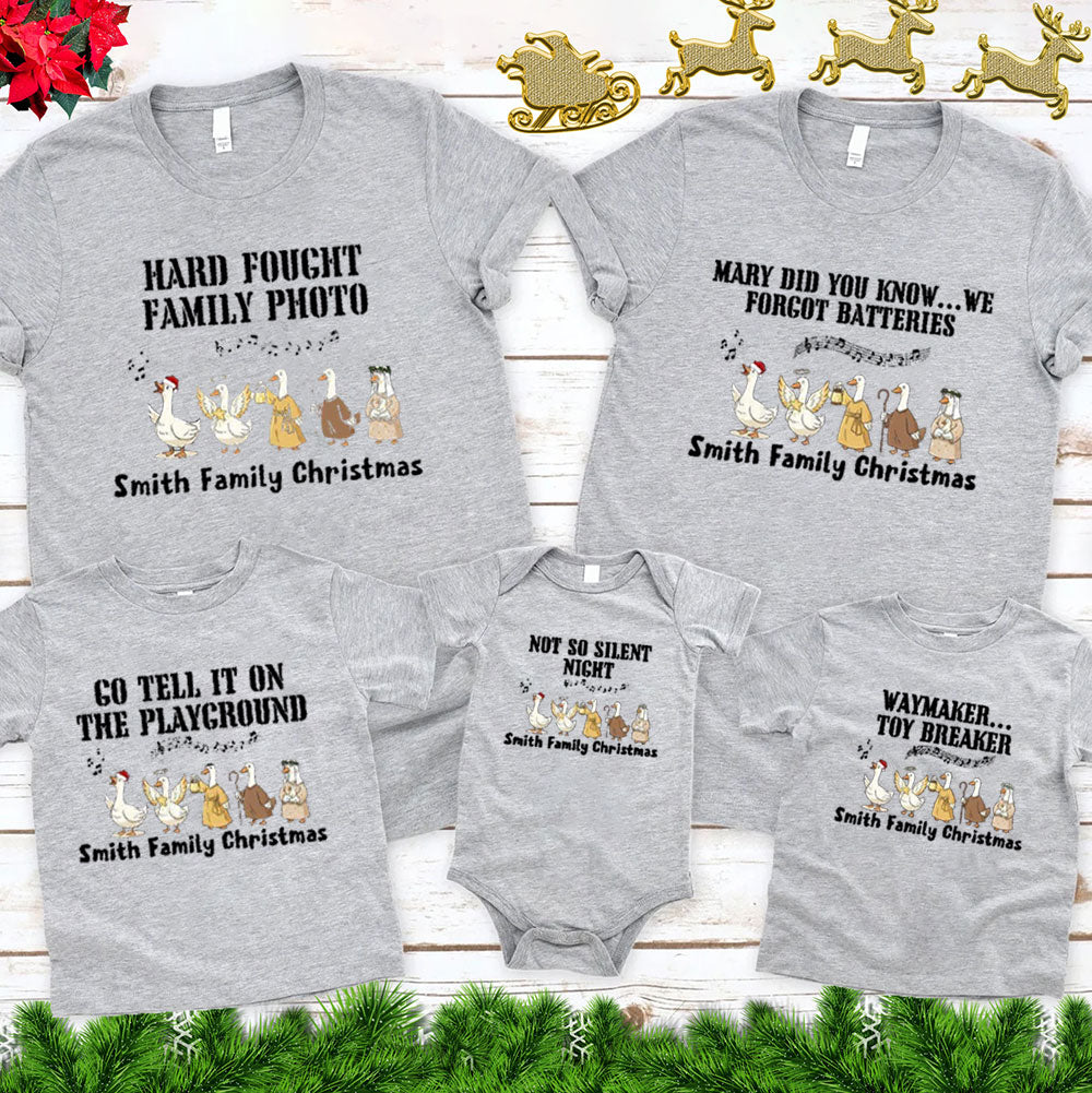 Personalized Hard Fought Family Photo Christmas Family Matching Shirts