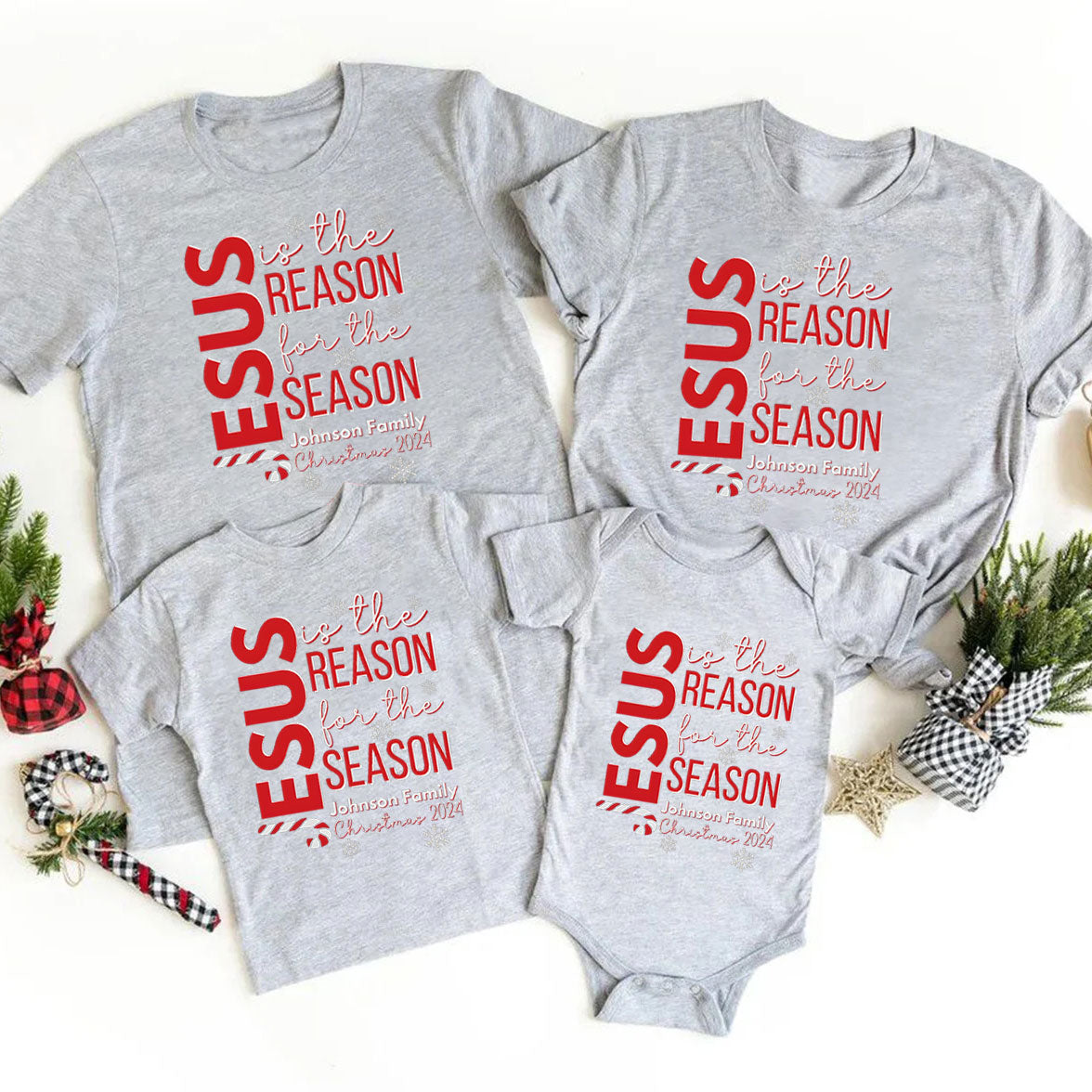 Personalized Jesus Is The Reason Christmas Family Matching Shirts