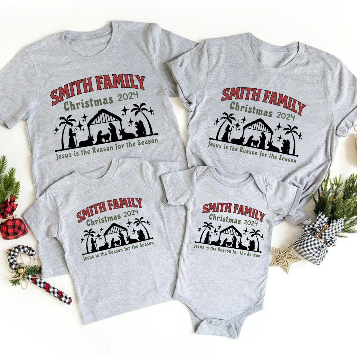 Personalized Jesus Is The Reason For The Season Christmas Family Matching Shirts