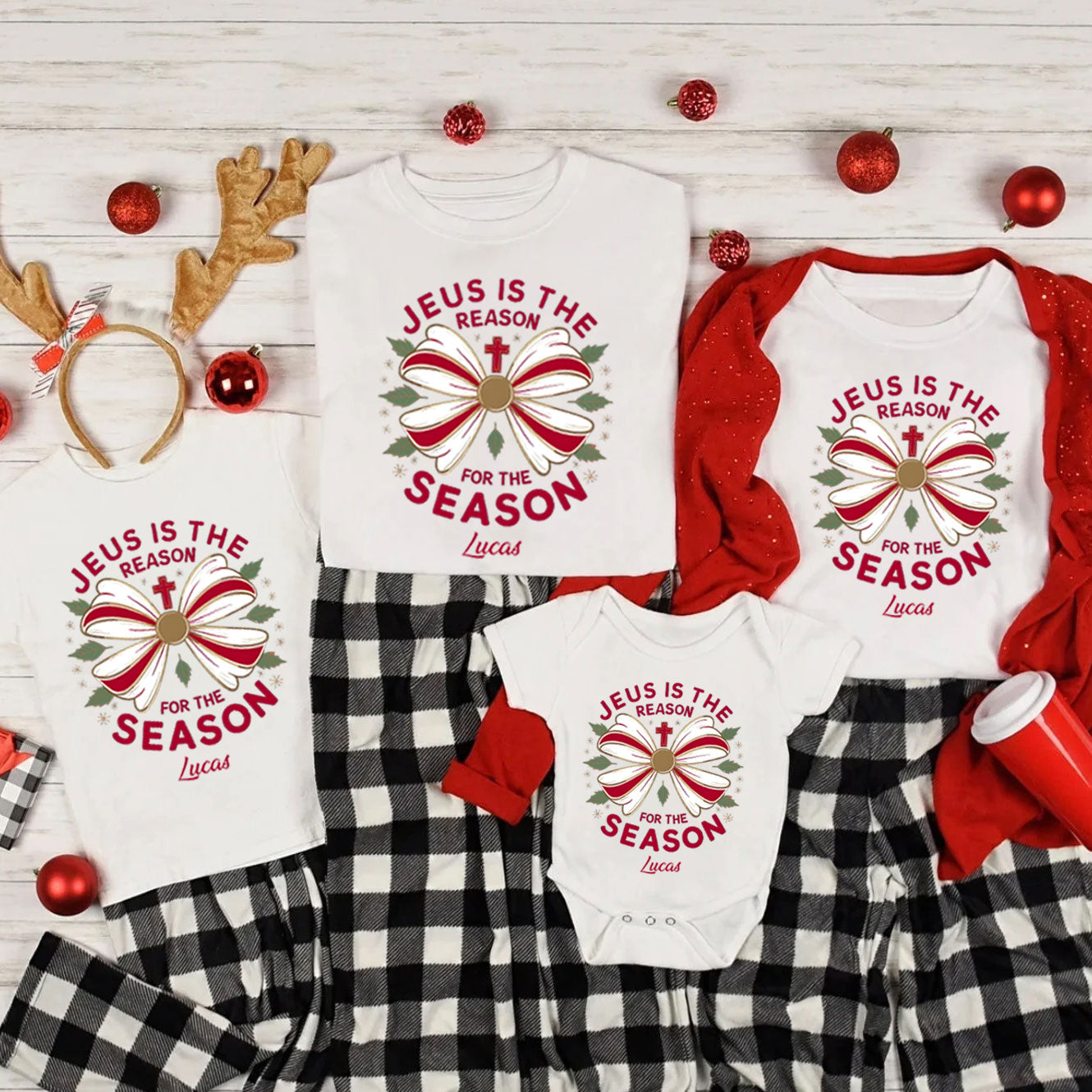 Personalized Jesus Is The Reason For The Season Christmas Family Matching Shirts