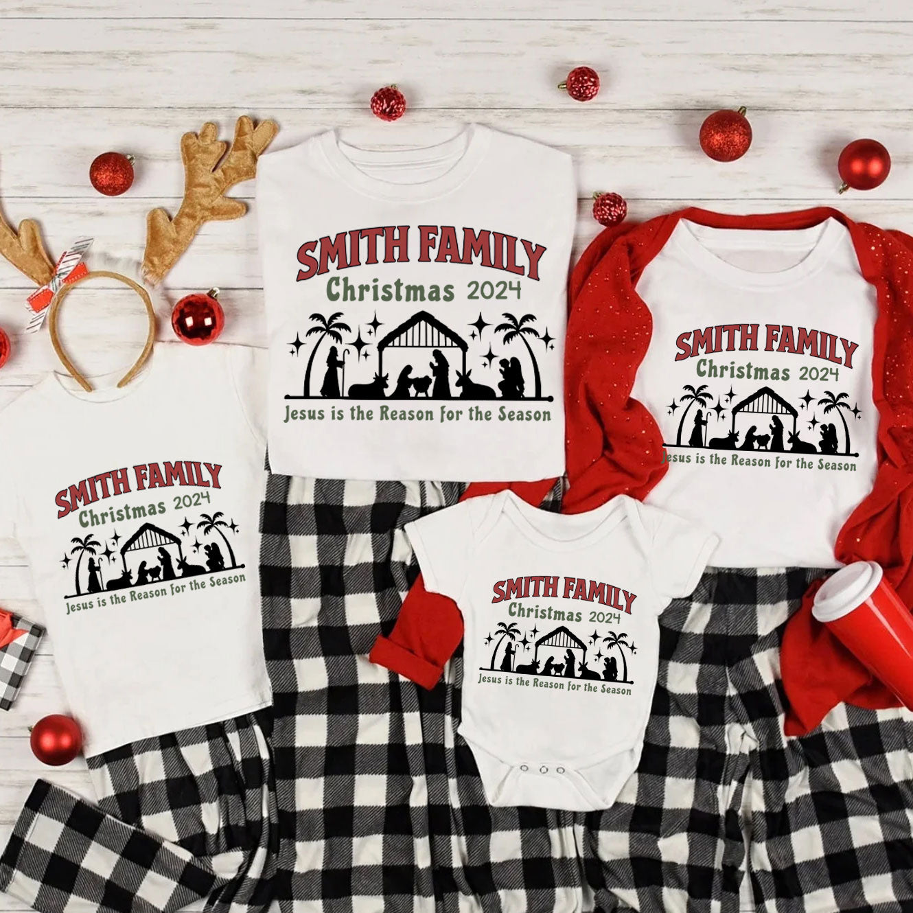 Personalized Jesus Is The Reason For The Season Christmas Family Matching Shirts