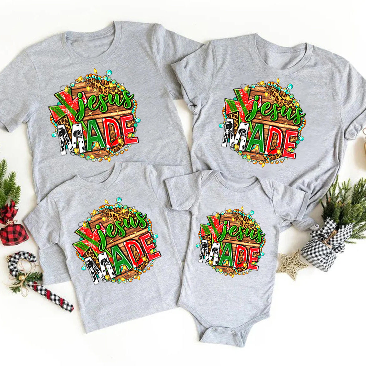 Personalized Jesus Made Christian Family Matching Shirts