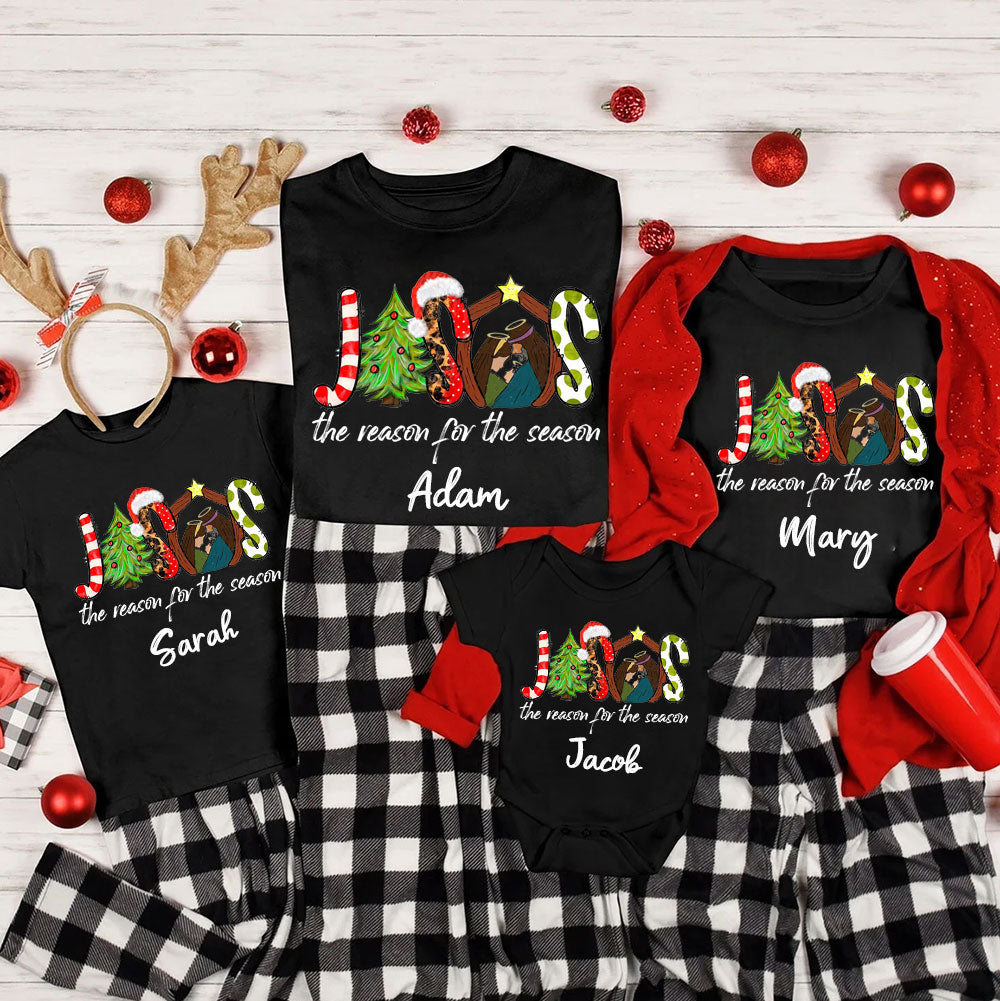 Personalized Jesus Reason For The Season Plaid Christmas Family Matching Shirts