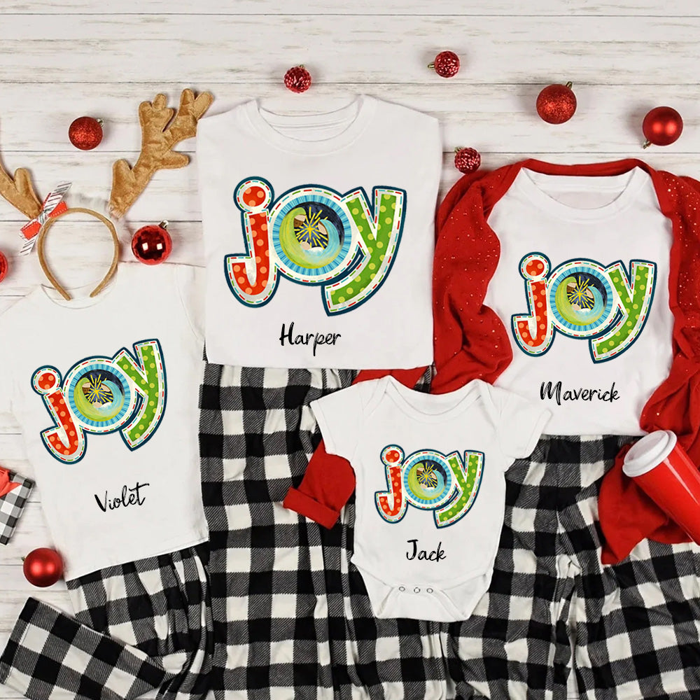 Personalized Joy Nativity Christian Christmas Family Matching Shirts