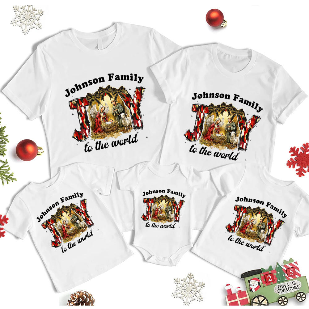 Personalized Joy To The World Christmas Family Matching Shirts