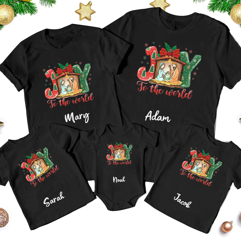 Personalized Joy To The World  Christmas Family Matching Shirts