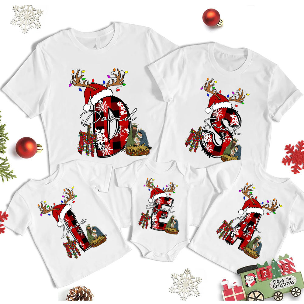 Personalized Name Nativity Christian Christmas Family Matching Shirts