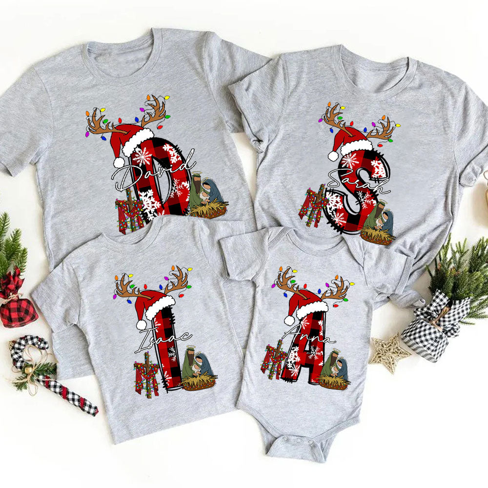 Personalized Name Nativity Christian Christmas Family Matching Shirts