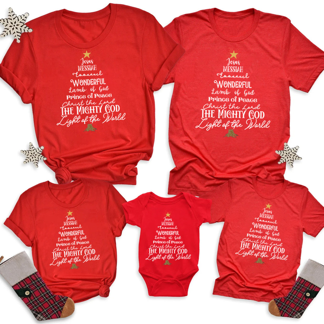 Customized Name Of Jesus Christian Christmas Family Matching Shirts