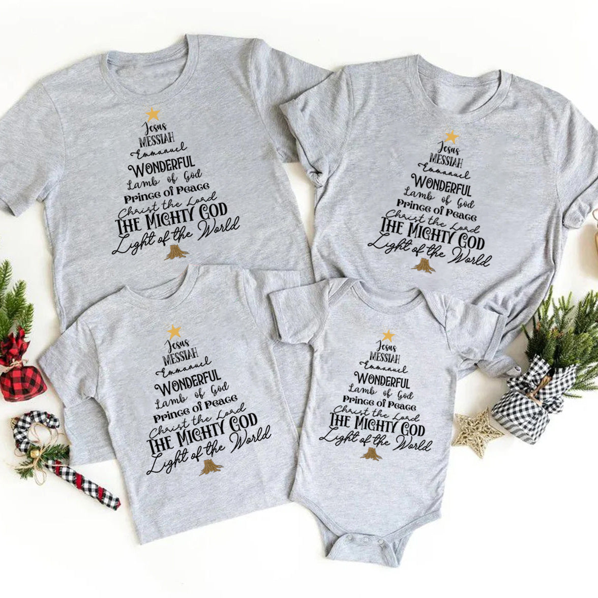Customized Name Of Jesus Christian Christmas Family Matching Shirts