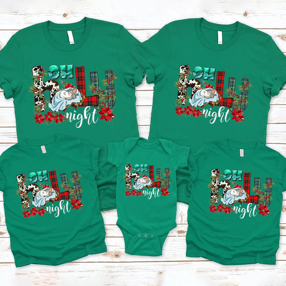 Personalized Oh Holy Night Christmas Family Matching Shirts