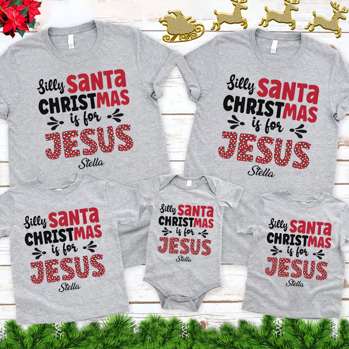 Personalized Silly Santa Christmas Family Matching Shirts