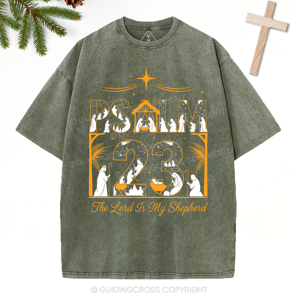 Psalm 23 Christian Christmas Washed T-Shirt