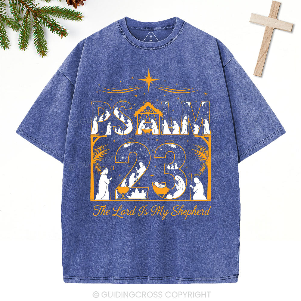 Psalm 23 Christian Christmas Washed T-Shirt