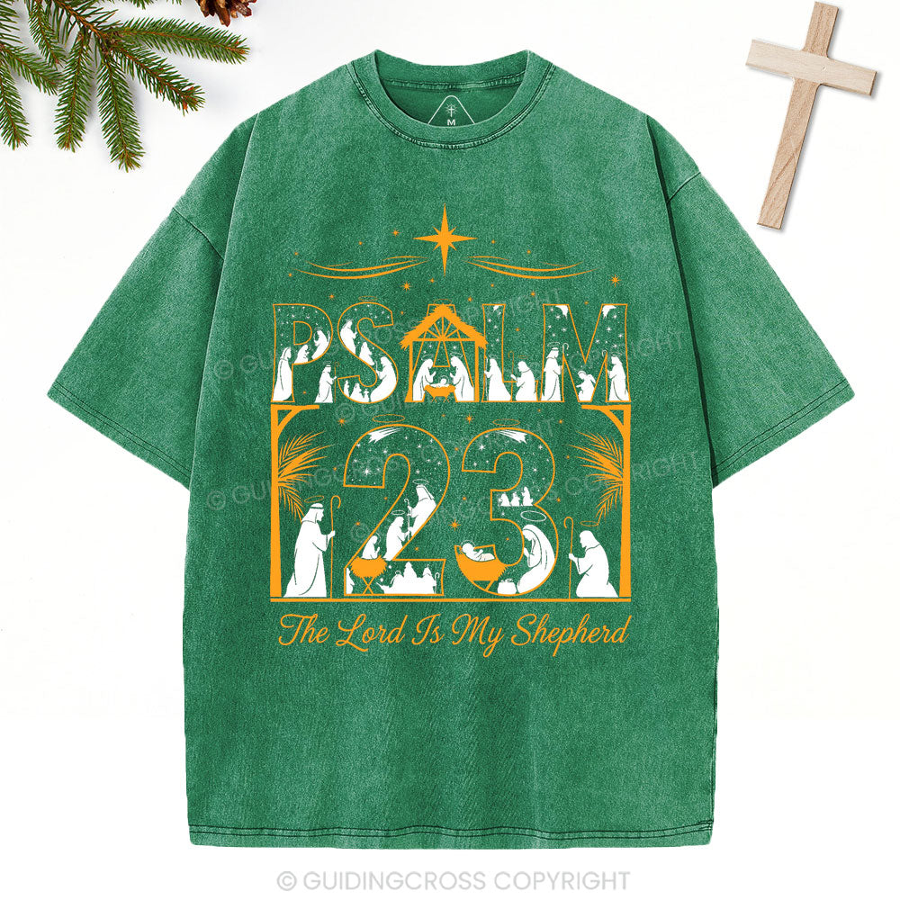 Psalm 23 Christian Christmas Washed T-Shirt