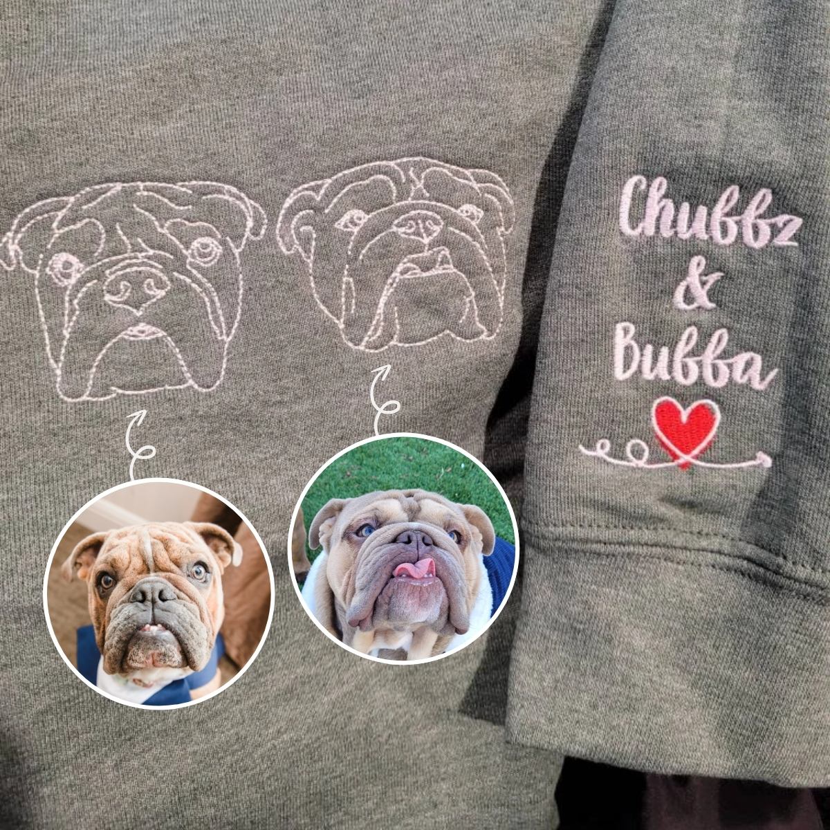 Custom Embroidered Pitbulldog Mom Sweatshirt or Hoodie with Picture | Gifts for Pet Lovers