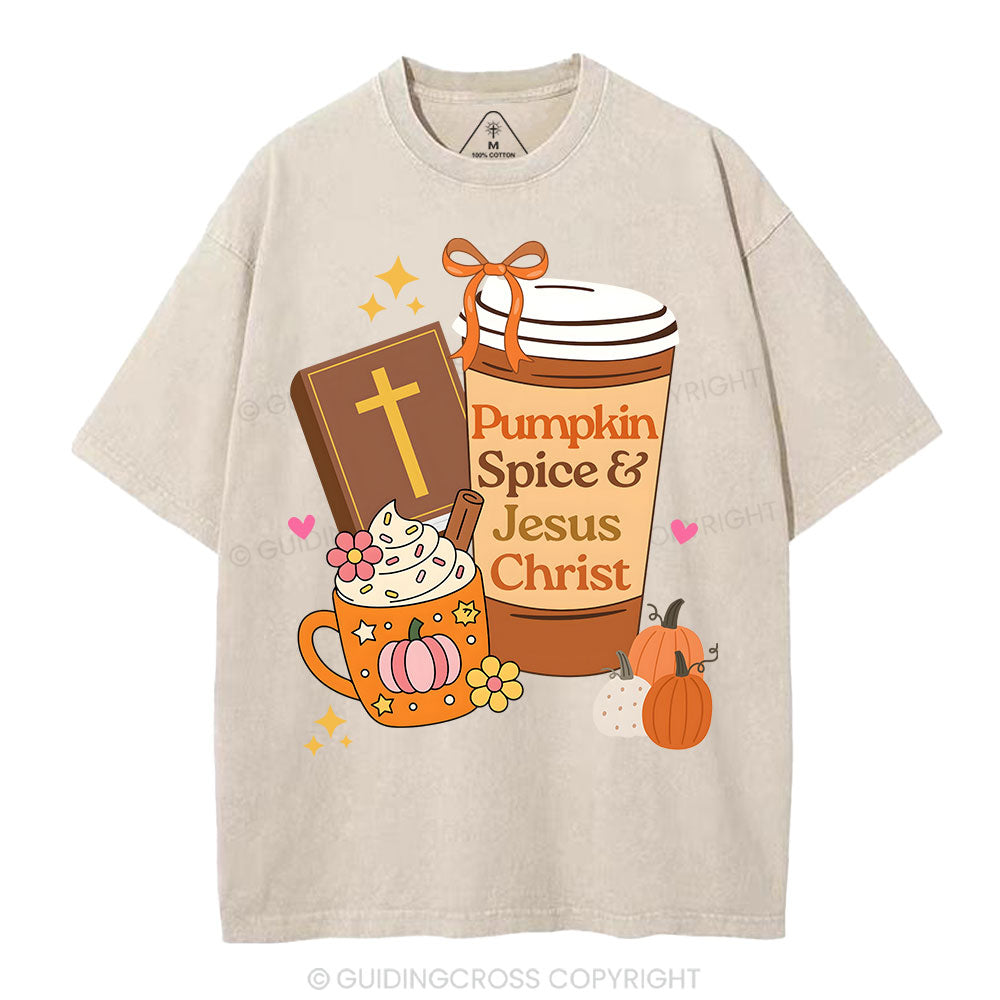 Pumpkin Spice And Jesus Christ Christian Washed T-Shirt