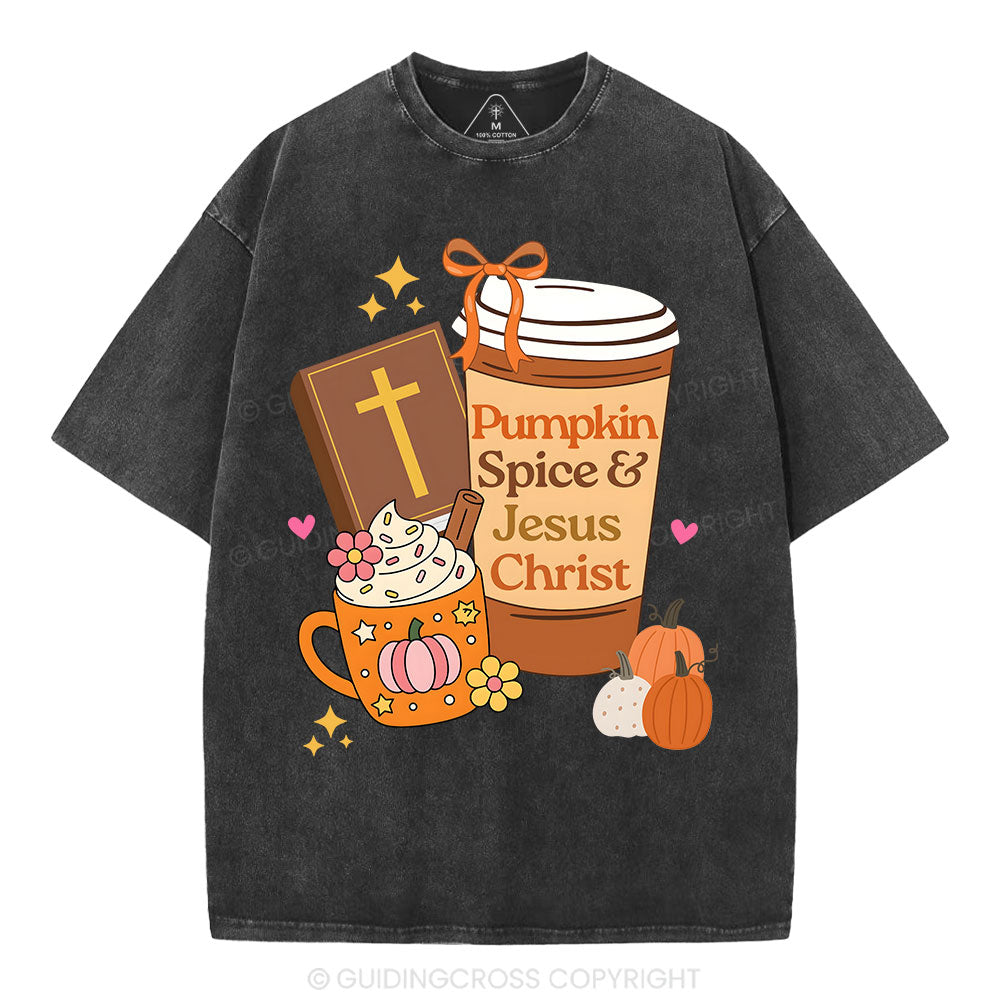 Pumpkin Spice And Jesus Christ Christian Washed T-Shirt