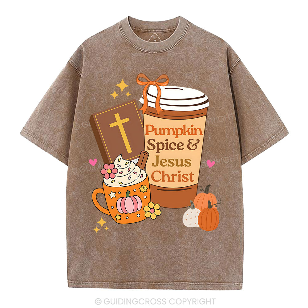 Pumpkin Spice And Jesus Christ Christian Washed T-Shirt