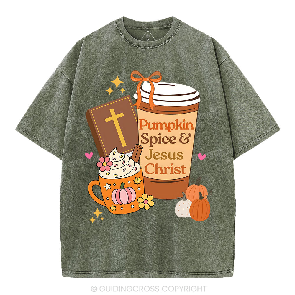 Pumpkin Spice And Jesus Christ Christian Washed T-Shirt