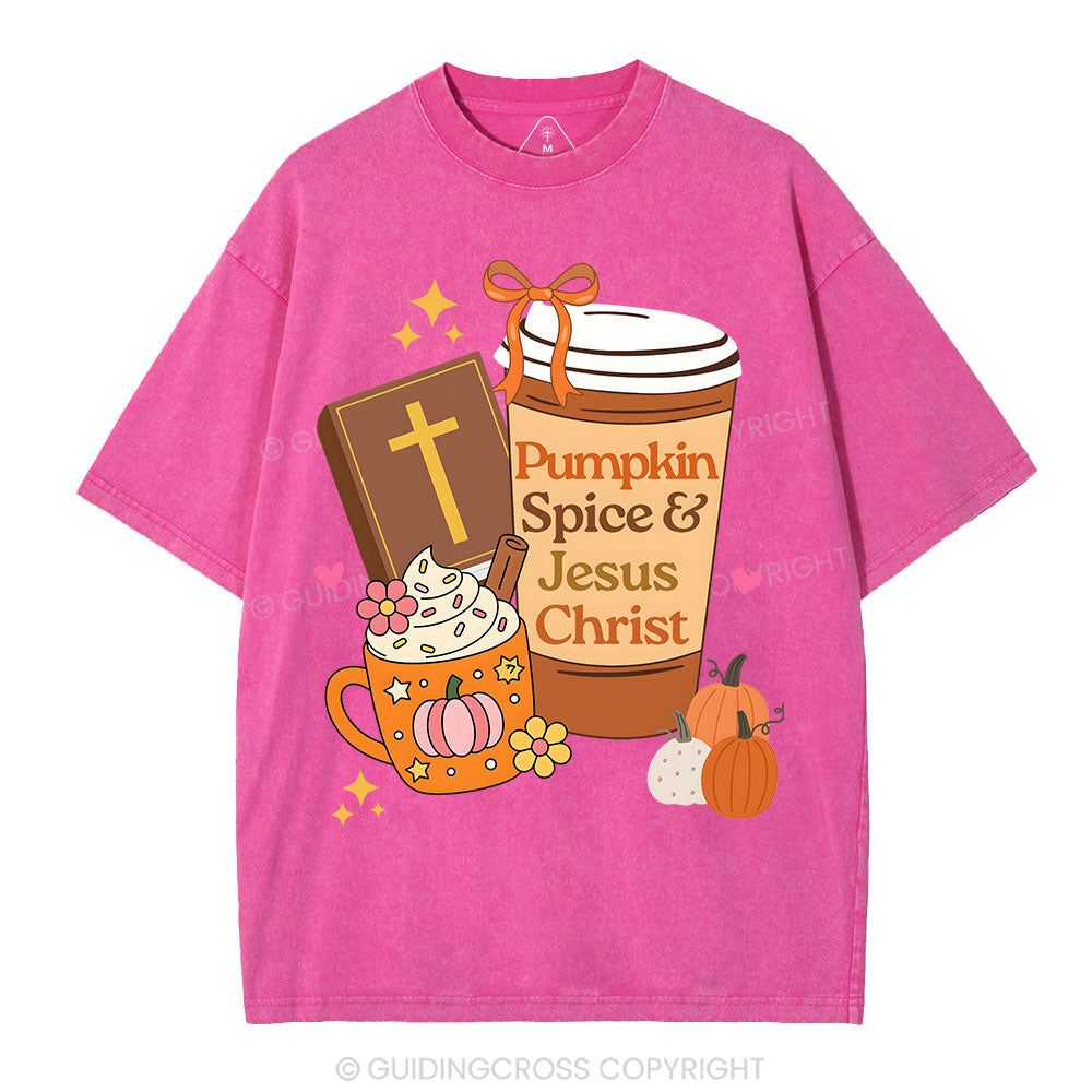 Pumpkin Spice And Jesus Christ Christian Washed T-Shirt