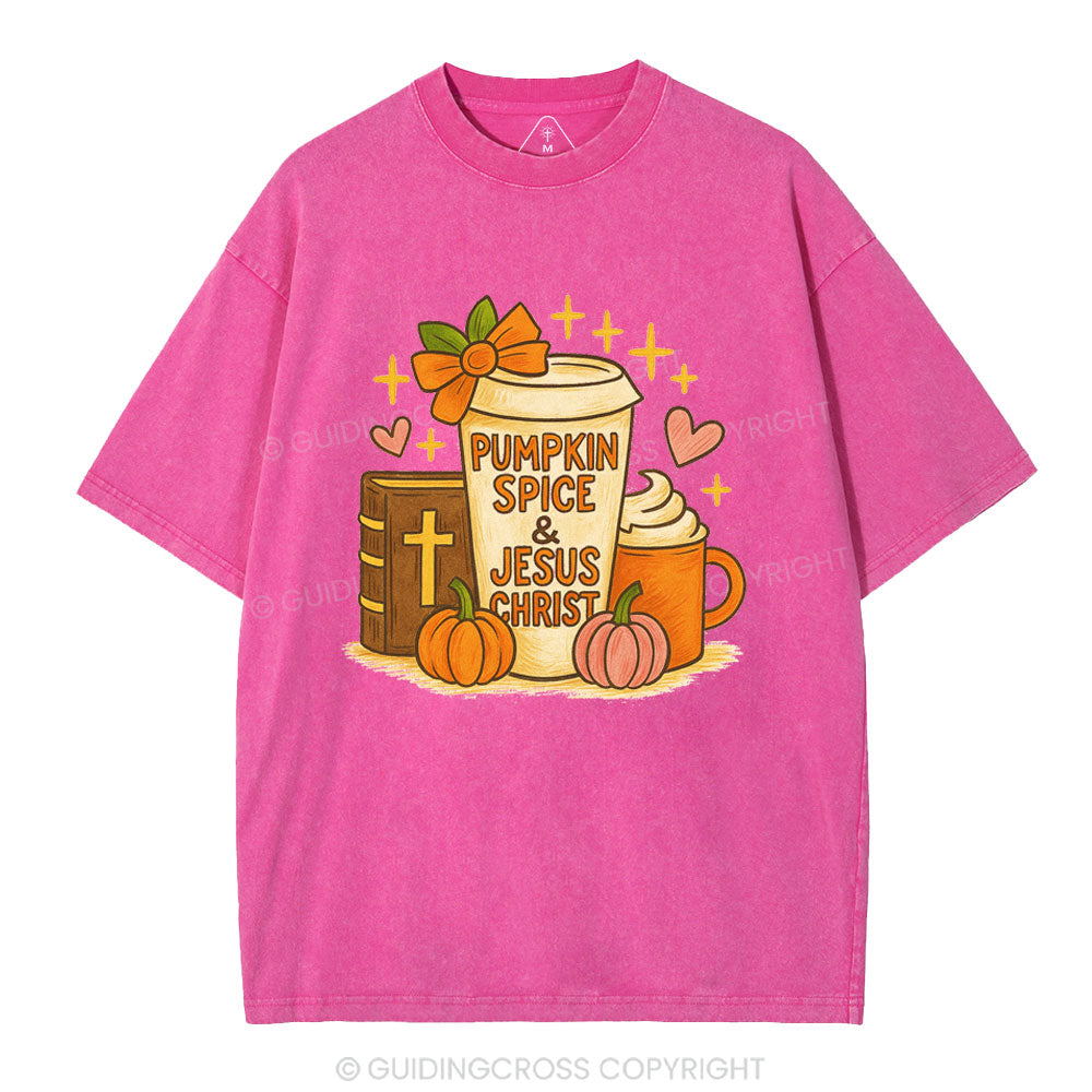 Pumpkin Spice & Jesus Christ Christian Washed T-Shirt