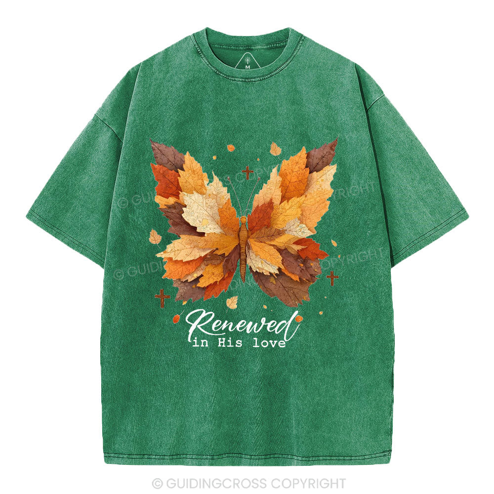 Renewed In His Love Christian Washed T-Shirt