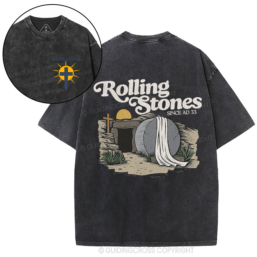 The Stone Was Rolled Away Since AD 33 Christian Washed T-Shirt