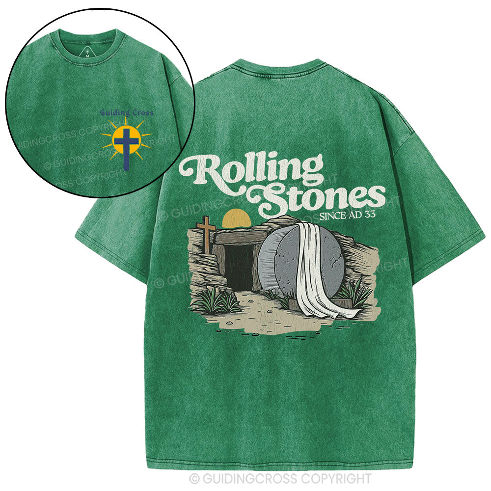 The Stone Was Rolled Away Since AD 33 Christian Washed T-Shirt