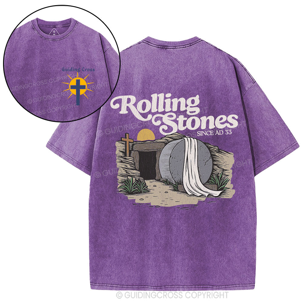 The Stone Was Rolled Away Since AD 33 Christian Washed T-Shirt