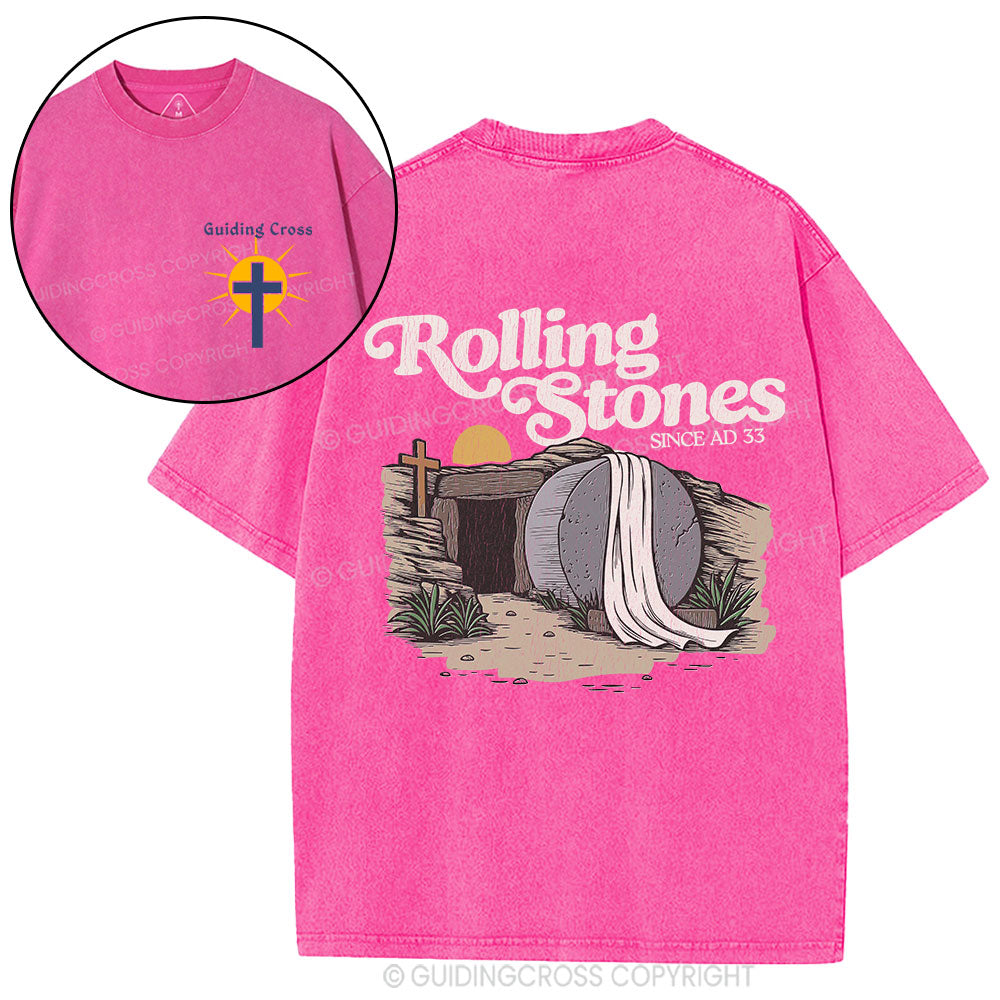 The Stone Was Rolled Away Since AD 33 Christian Washed T-Shirt