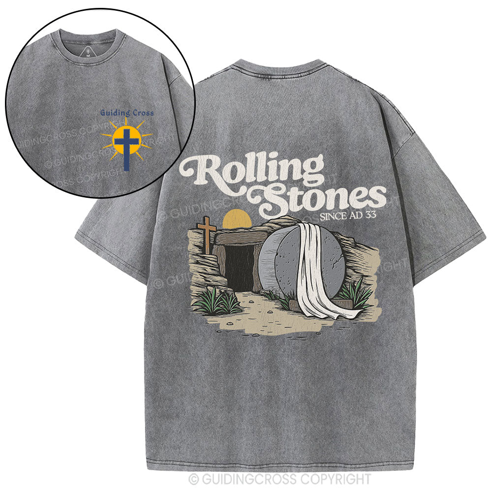 The Stone Was Rolled Away Since AD 33 Christian Washed T-Shirt
